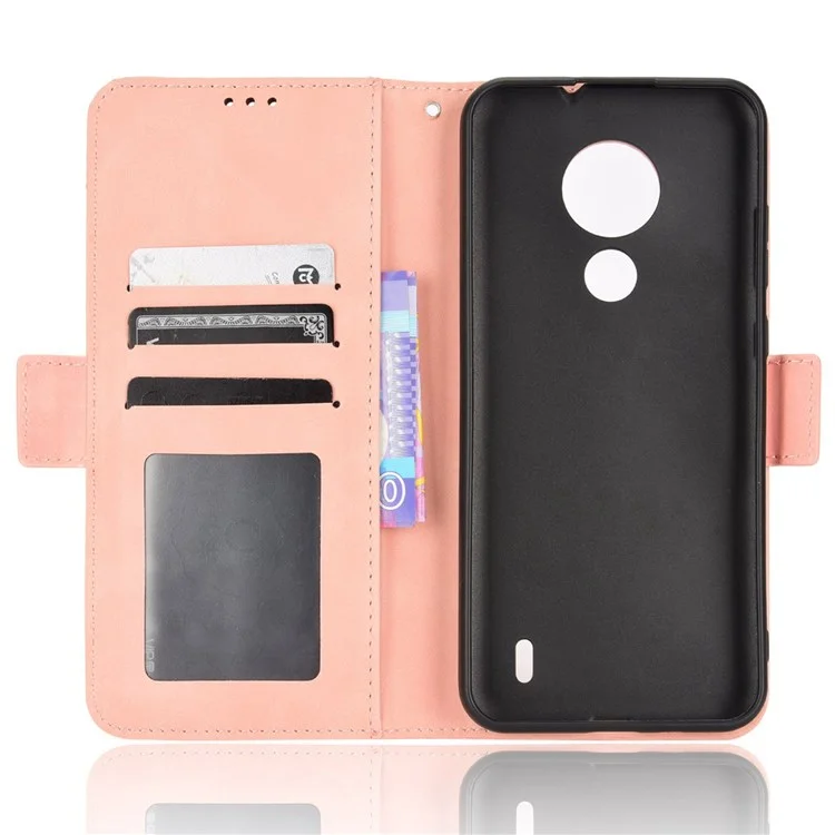 For Nokia C21 4G Full Body Protection Anti-fall PU Leather Case Wallet Stand Phone Shell with Multiple Card Slots - Pink
