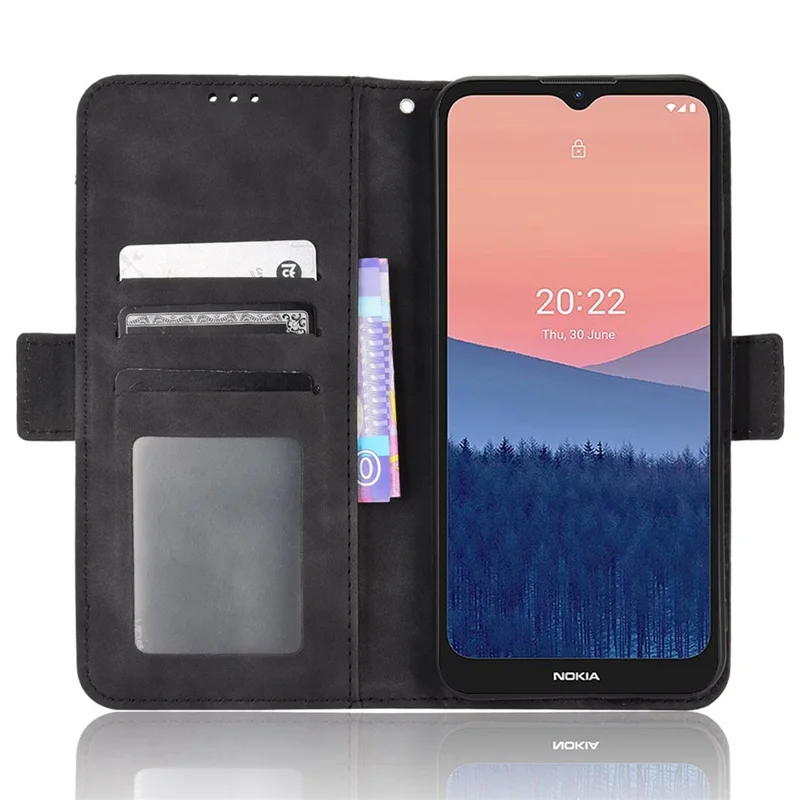 For Nokia C21 4G Full Body Protection Anti-fall PU Leather Case Wallet Stand Phone Shell with Multiple Card Slots - Black