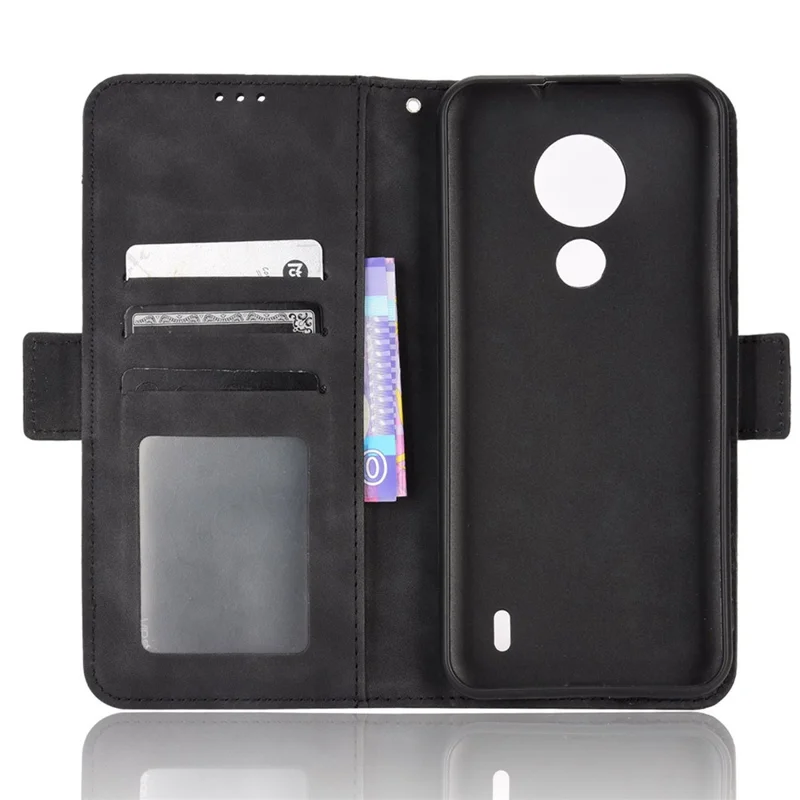 For Nokia C21 4G Full Body Protection Anti-fall PU Leather Case Wallet Stand Phone Shell with Multiple Card Slots - Black
