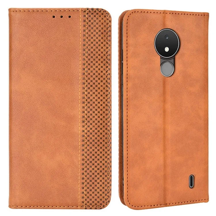 Para Nokia C21 4G Stand Willet Function Funcion PU Retro Texture Anti-shock Celebe Case Shell - Marrón