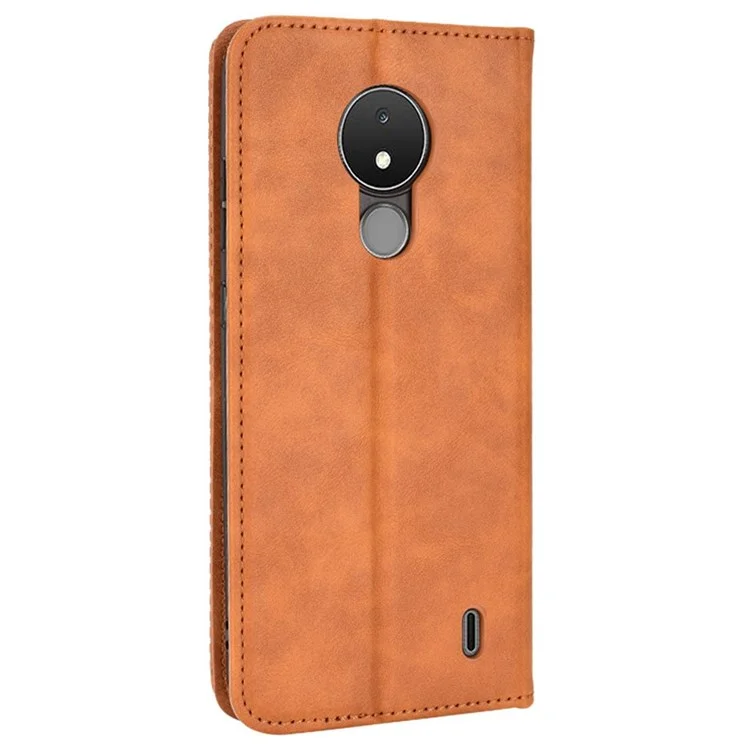 Para Nokia C21 4G Stand Willet Function Funcion PU Retro Texture Anti-shock Celebe Case Shell - Marrón