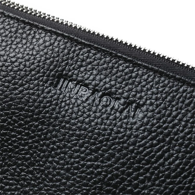 JINBAOLAI Men's Cowhide Leather Wallet Multi Card Slots Purse Phone Pouch Case - Black