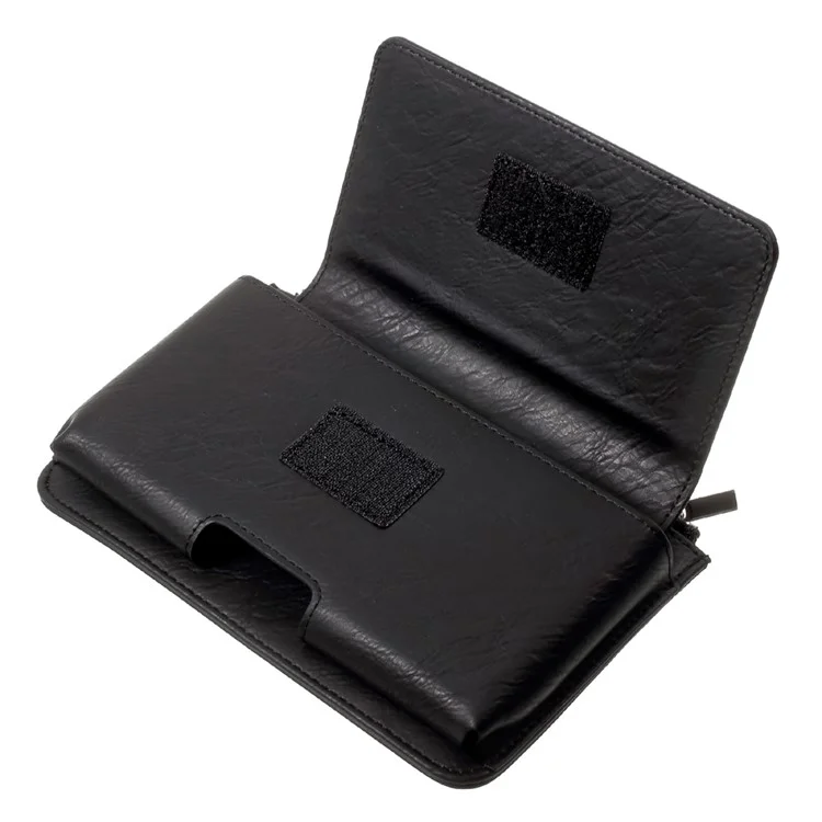 Universal Leather Waist Bag Pouch with Zipper Pocket for iPhone 7 Plus, Size: 159 x 80 x 12mm - Black