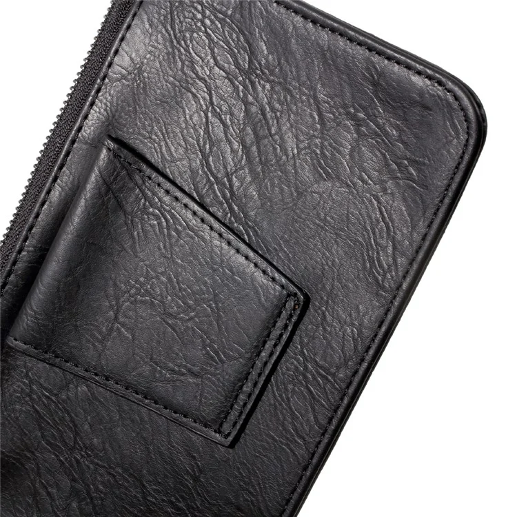 Universal Leather Waist Bag Pouch with Zipper Pocket for iPhone 7 Plus, Size: 159 x 80 x 12mm - Black