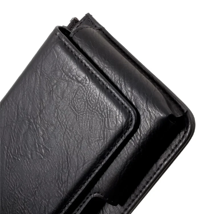 Universal Leather Waist Bag Pouch with Zipper Pocket for iPhone 7 Plus, Size: 159 x 80 x 12mm - Black