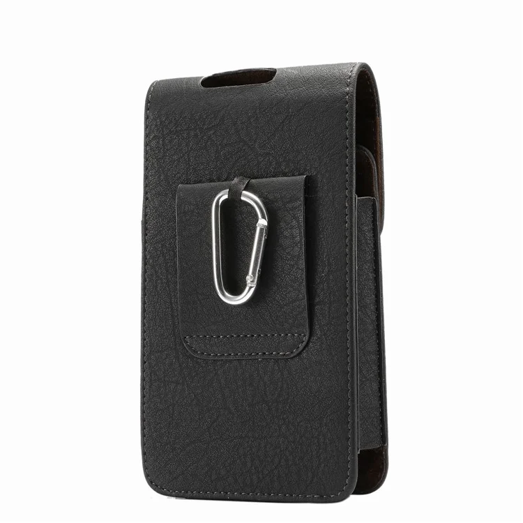 5.8 Inch Vertical Card Holder Two Layers Holster Pouch Case with Belt Hole for iPhone X / Samsung A7 (2017) - Black