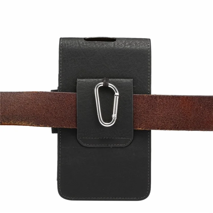 5.8 Inch Vertical Card Holder Two Layers Holster Pouch Case with Belt Hole for iPhone X / Samsung A7 (2017) - Black