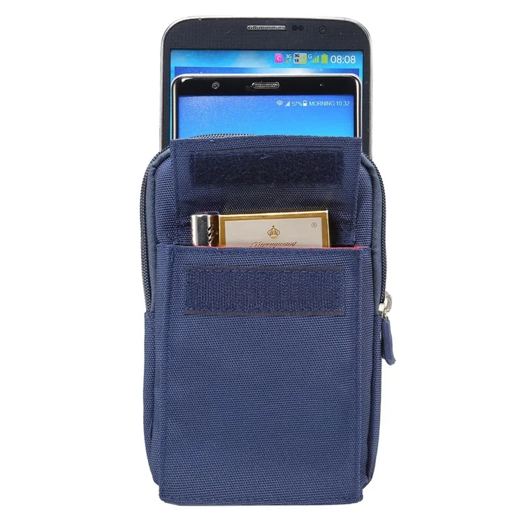 6.4 Inch Outdoor Tactical Molle Pouch Waist Pack Utility Gadget Case with Cell Phone Holster - Dark Blue