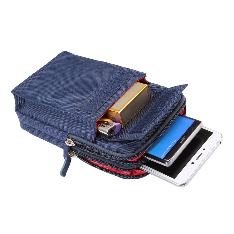 6,4 Pouces Tactique Extérieure Molle Pouch Pack Pack Utilitaire Boîtier Gadget Avec Étui De Téléphone Cellulaire - Bleu Foncé