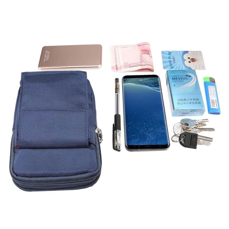 6,4 Pouces Tactique Extérieure Molle Pouch Pack Pack Utilitaire Boîtier Gadget Avec Étui De Téléphone Cellulaire - Bleu Foncé