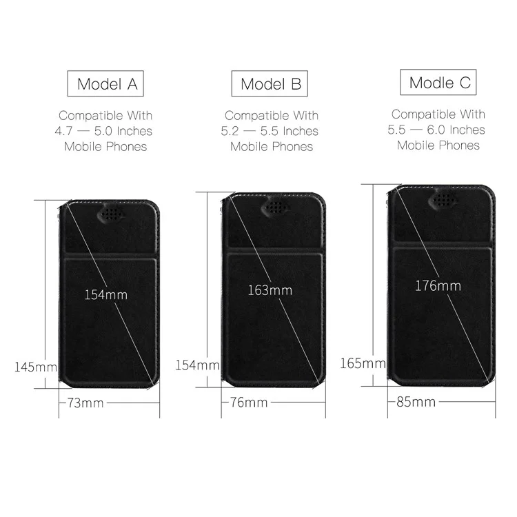 DUX DUCIS Innovative Universal Leather Stand Case for iPhone X/Samsung S8, Size: 165 x 85mm - Black