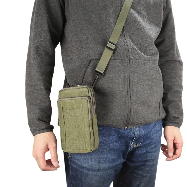 7-Inch Outdoor Tactical Mobile Pouch Waist Pack Utility Gadget Bag with Mobile Phone Holster - Green