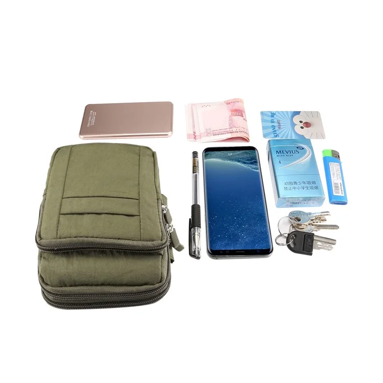 Bolsa Utilitária Tática Móvel ao Ar Livre de 7 Polegadas com Bolso para Celular - Verde