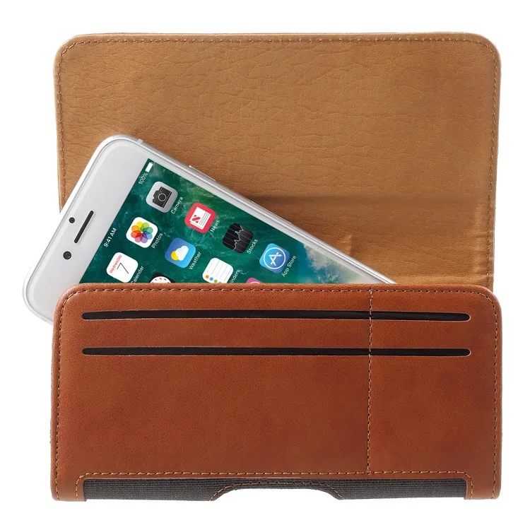 Étui Holster Ceinture pour Téléphone de 5,5 pouces Cuir PU Horizontal Sac de Transport Ceinture - Noir