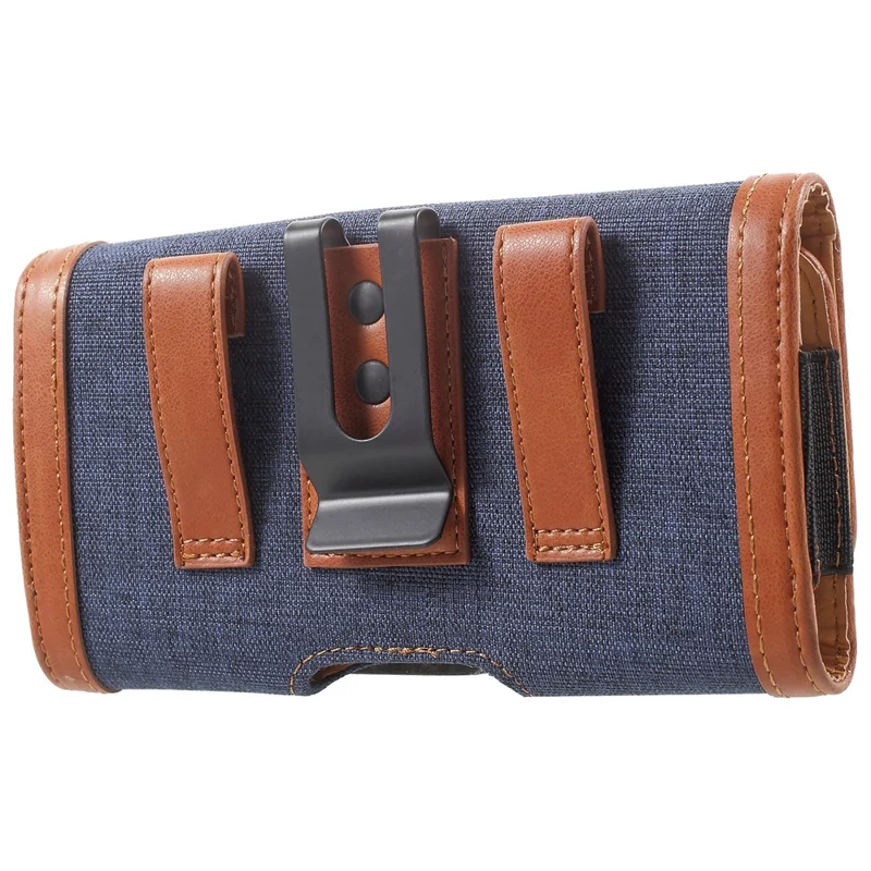 Belt Holster Case for 5.5-inch Phone Leather PU Horizontal Carrying Waist Bag Sleeve - Blue