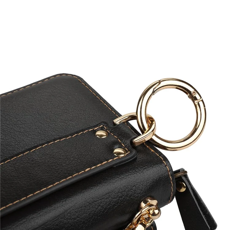 Genuine Leather Zip Pouch Wallet for iPhone 8 Plus / 7 Plus/7 Samsung Note7 Etc - Black