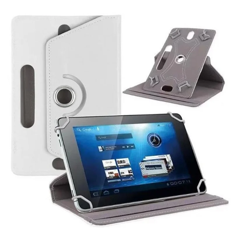 Universal 360-degree Rotary Stand Leather Cover for iPad mini 5/Huawei MediaPad T3 8.0 - White