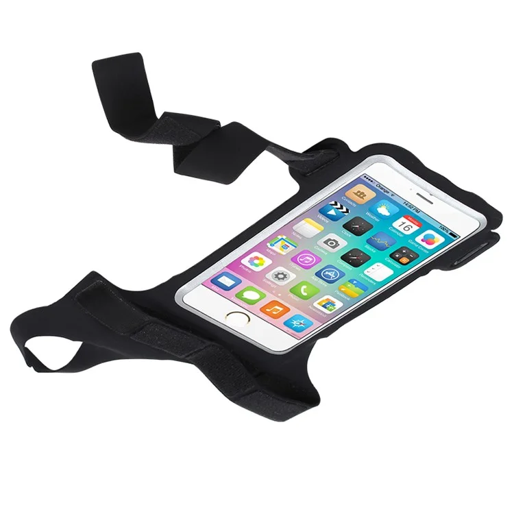 Case de Brazalete de Nylon Deportivo Impermeable Universal de 6 Pulgadas Con Agujero de Los Dedos Para el Estado Físico y el Ciclismo - Negro