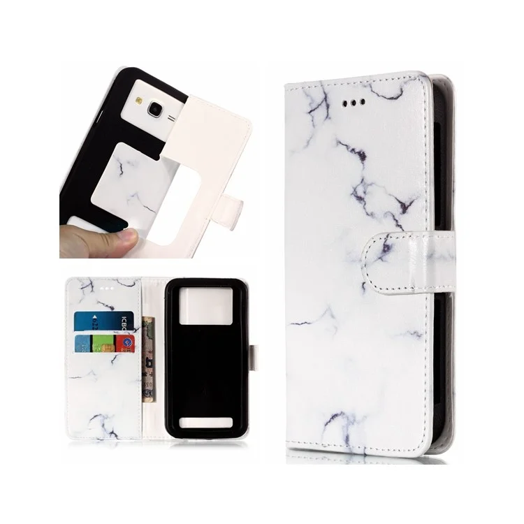 White Marble - Universal Pattern Printing Leather Wallet Mobile Phone Case for iPhone 8/LG K3 (2017)