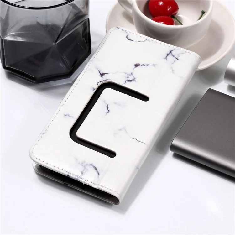 White Marble - Universal Pattern Printing Leather Wallet Mobile Phone Case for iPhone 8/LG K3 (2017)