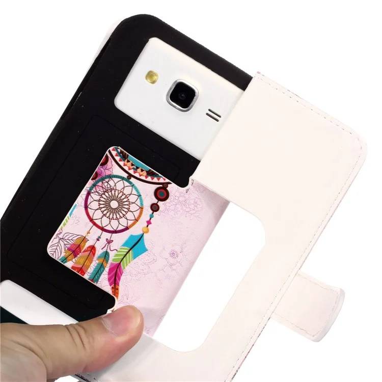 Dream Catcher and Owl - Embossed Patterned Leather Wallet Universal Mobile Case for iPhone SE/Motorola Moto E