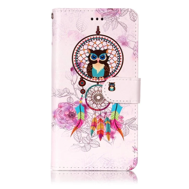 Dream Catcher and Owl - Embossed Patterned Leather Wallet Universal Mobile Case for iPhone SE/Motorola Moto E