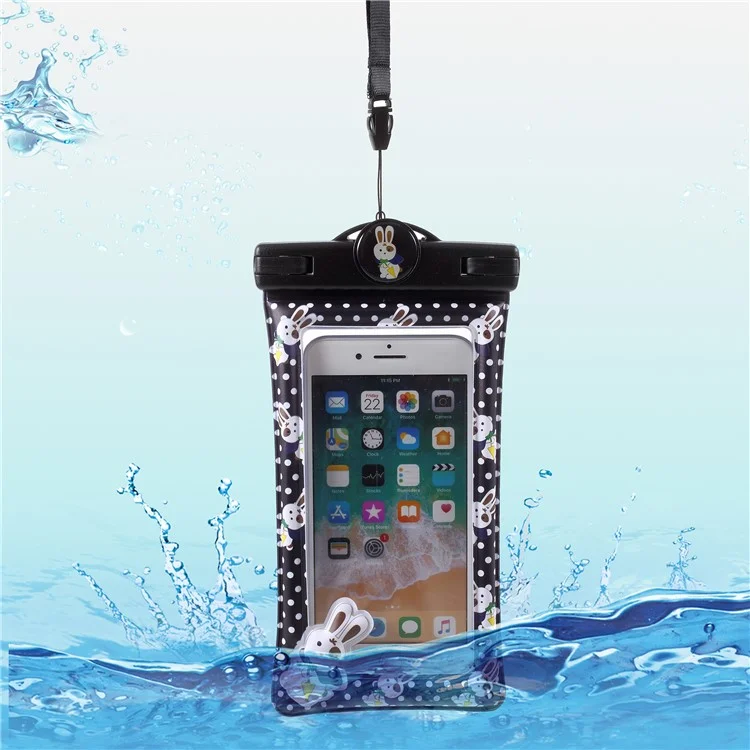 Cartoon Pattern Universal Waterproof Bag Case for 6-inch Smartphone - Black