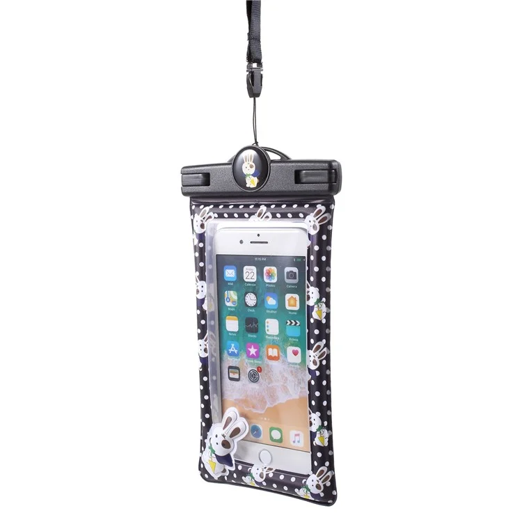 Cartoon Pattern Universal Waterproof Bag Case for 6-inch Smartphone - Black