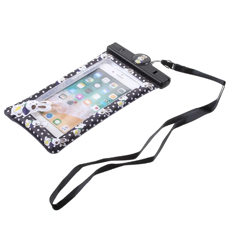 Cartoon Pattern Universal Waterproof Bag Case for 6-inch Smartphone - Black