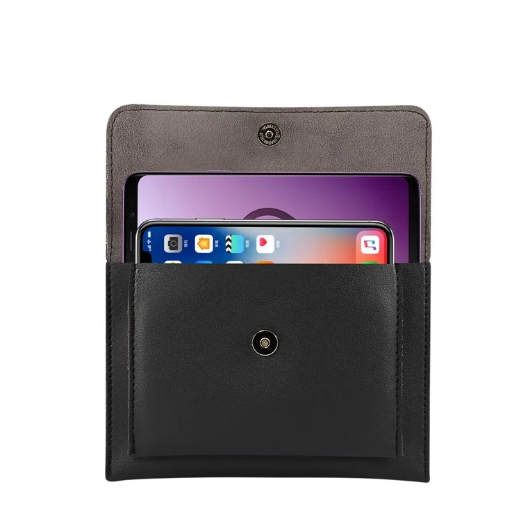 PU Leather Shoulder Cross-body Bag for Huawei Mate 10 Pro/Galaxy S9 Plus, Size: 18.5x13cm - Black