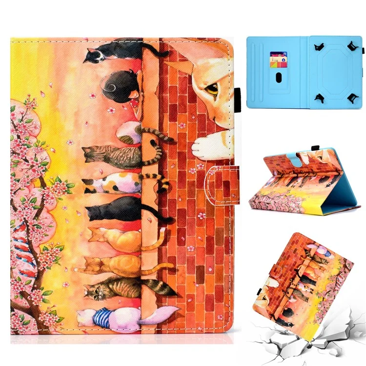 Patterned Universal 7-inch Tablet PU Leather Case with Card Holder for Huawei MediaPad T2 7.0 / Galaxy Tab 3 7.0 etc - Cats