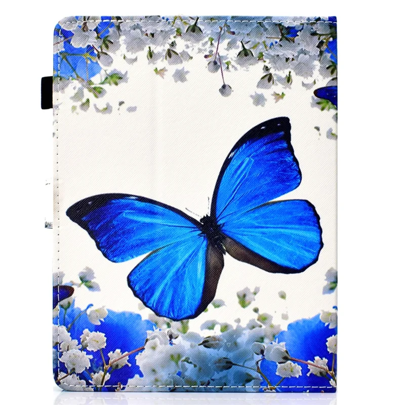 Patterned 10-inch Tablet Universal PU Leather Protective Case for iPad 9.7 (2018) / Lenovo Tab 4 10 Plus etc - Butterfly and White Flower