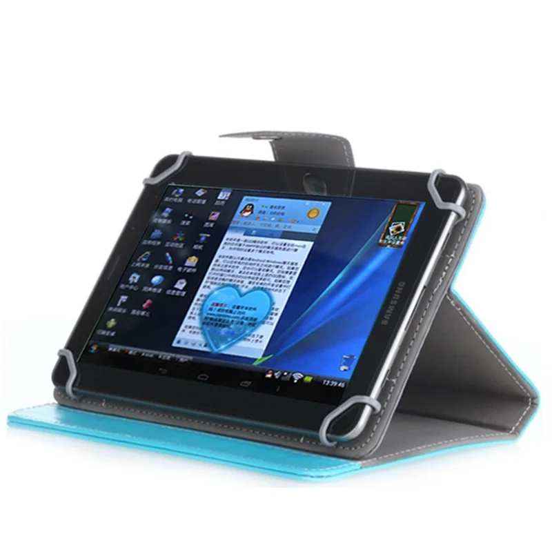 Universal PU Leather Stand Tablet Shell for 8-inch Tablets, Size: Length: 215mm, Width: 146-169mm - Baby Blue