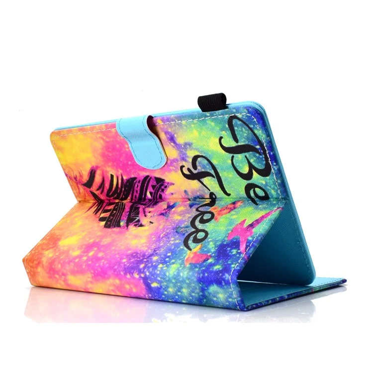 Patterned 10-inch Tablet Universal PU Leather Wallet Casing for iPad 9.7 (2018) / Lenovo Tab 4 10 Plus etc - Feather