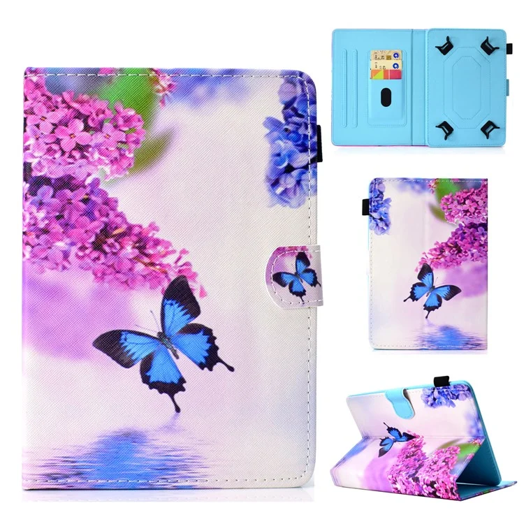 Patterned Universal 8-inch Tablet PU Leather Wallet Protective Case for Lenovo Tab 4 8, etc - Butterfly