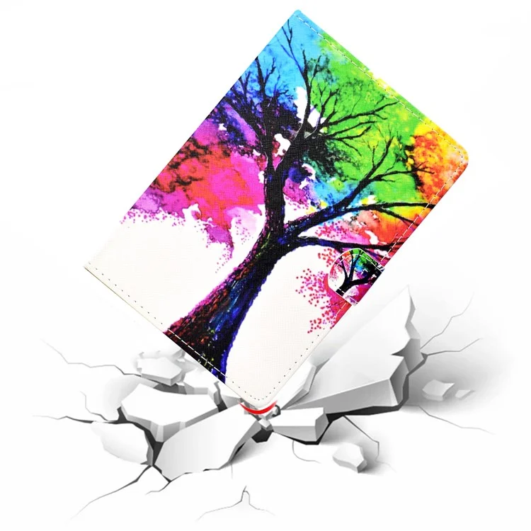 Universal 10-inch Tablet Patterned PU Leather Stand Case for iPad 9.7 (2018) / LG G Pad III etc - Tree Colored Painting