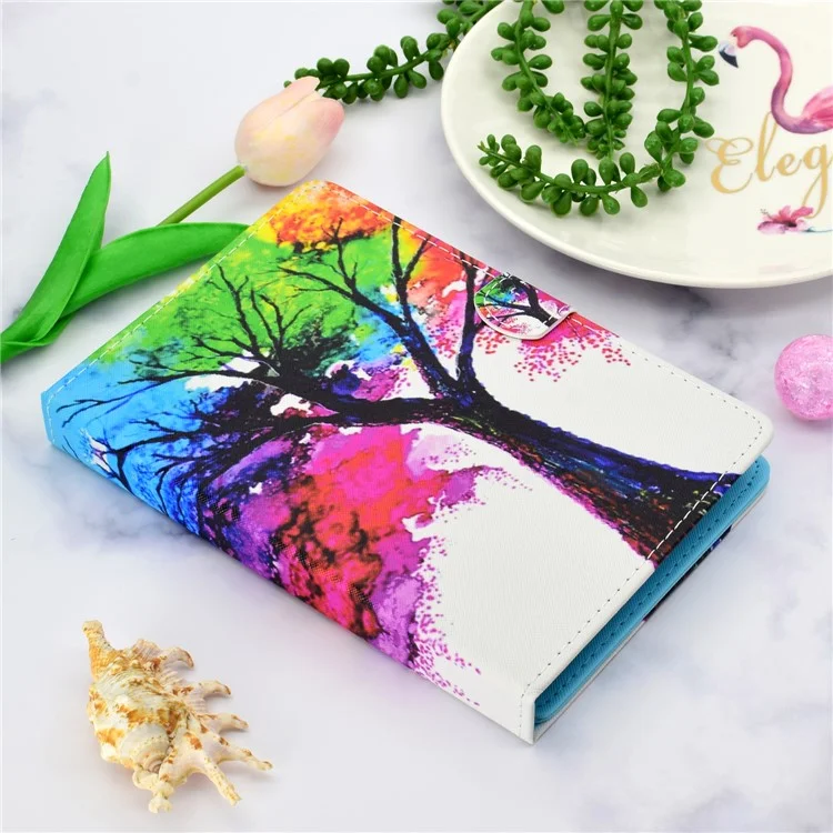 Universal 10-inch Tablet Patterned PU Leather Stand Case for iPad 9.7 (2018) / LG G Pad III etc - Tree Colored Painting