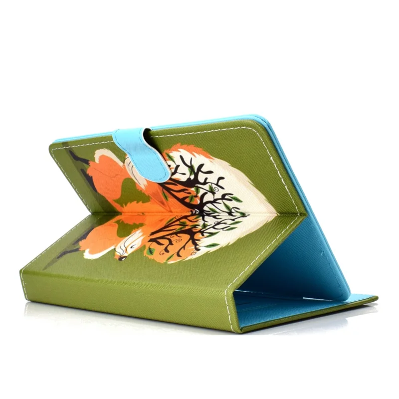 Universal 10-inch Tablet Patterned PU Leather Card Holder Case for iPad 9.7 (2018) / LG G Pad III etc - Two Lovely Fox