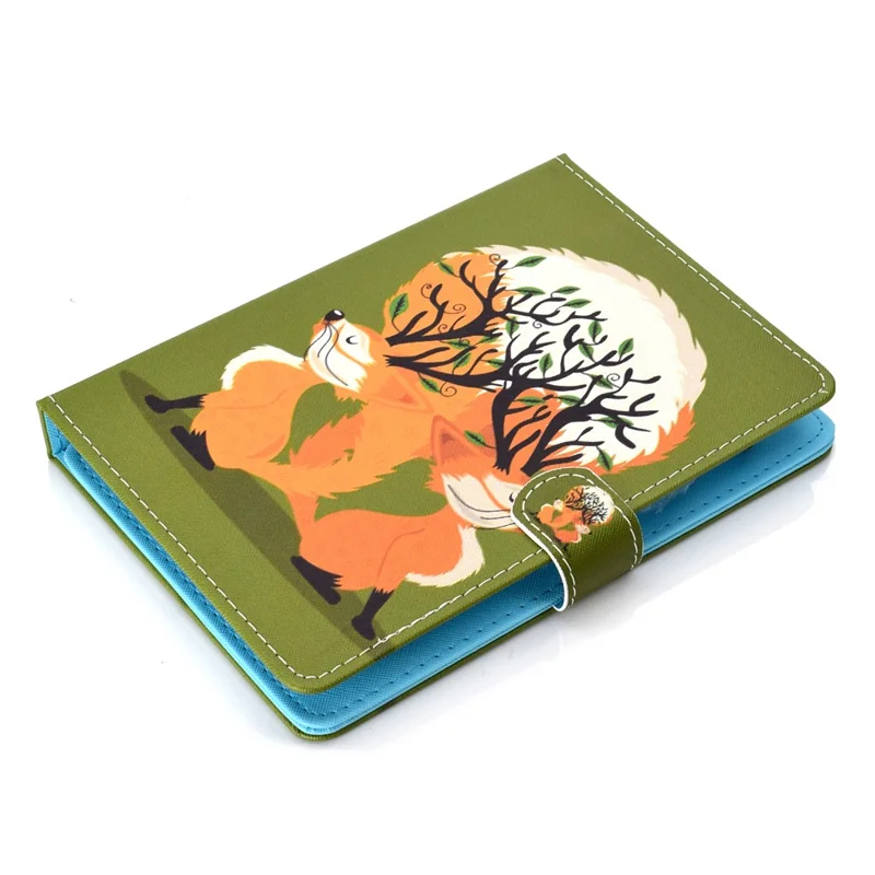 Universal 10-inch Tablet Patterned PU Leather Card Holder Case for iPad 9.7 (2018) / LG G Pad III etc - Two Lovely Fox
