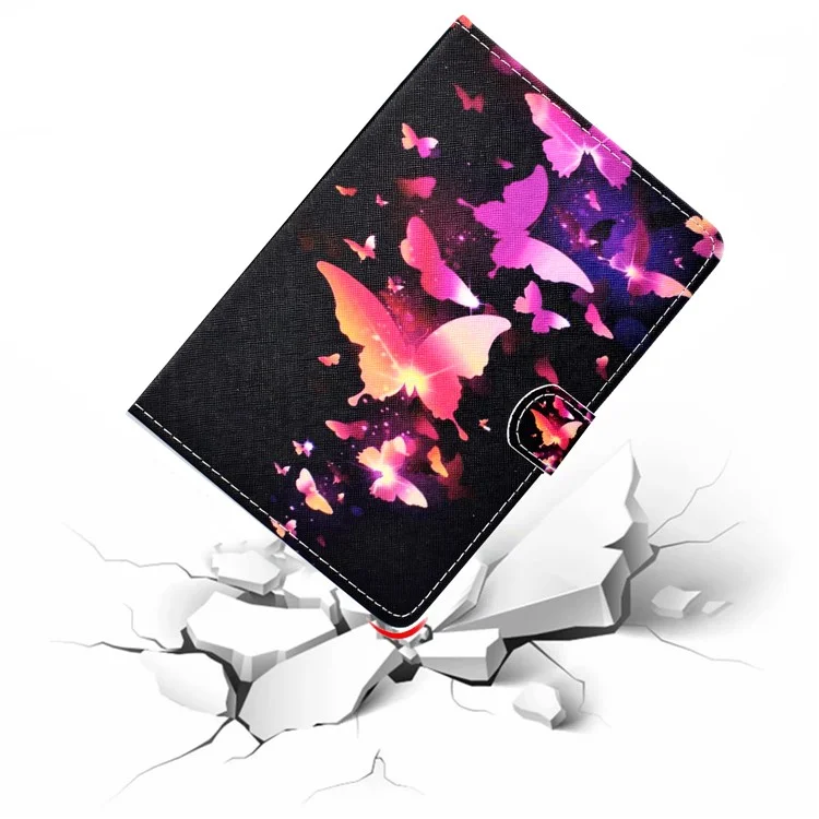 Étui en cuir PU patterné de 10 pouces universel pour support de carte pour iPad 9.7 (2018) / LG G Pad III etc - Jolis papillons