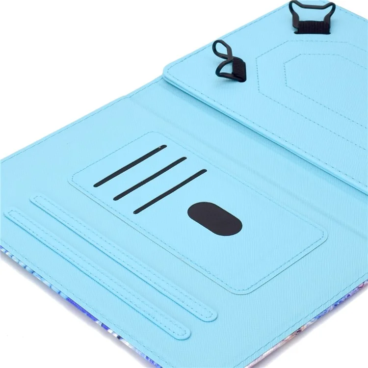 Capa de Suporte de Cartão de Couro PU Estampada Universal de 8 Polegadas para iPad mini 5 / Lenovo Tab 4 8 etc - Borboletas Azuis