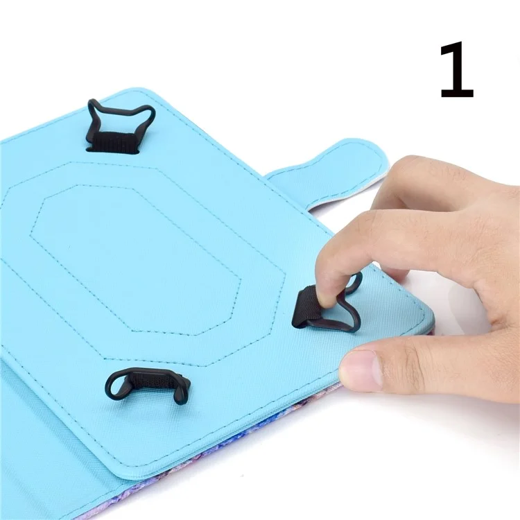 Capa de Suporte de Cartão de Couro PU Estampada Universal de 8 Polegadas para iPad mini 5 / Lenovo Tab 4 8 etc - Borboletas Azuis