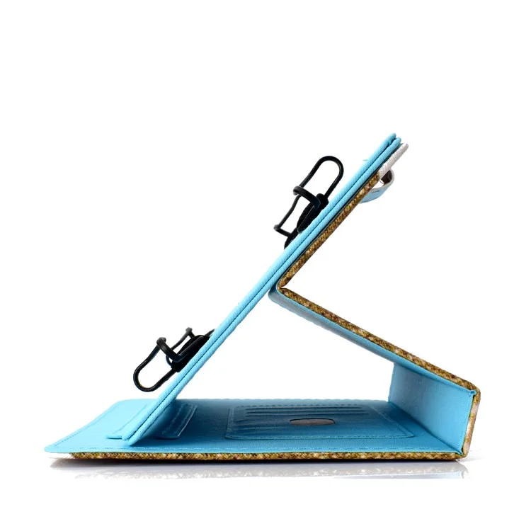 Capa de Suporte de Cartão de Couro PU Estampada Universal de 8 Polegadas para iPad mini 5 / Lenovo Tab 4 8 etc - Borboletas Azuis