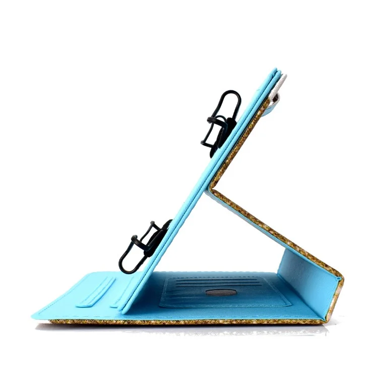 Capa de Suporte de Cartão de Couro PU Estampada Universal de 8 Polegadas para iPad mini 5 / Lenovo Tab 4 8 etc - Borboletas Azuis