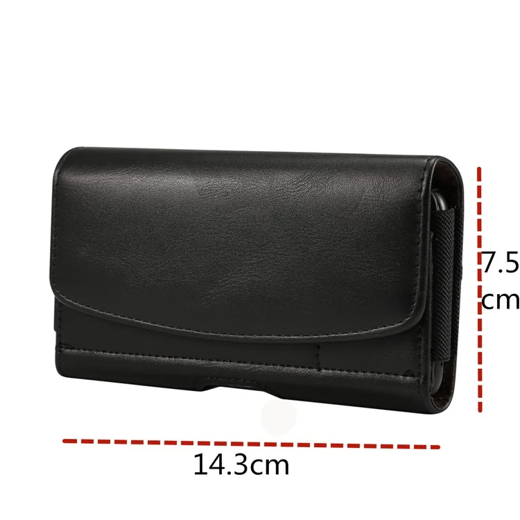 caixa de bolsa de couro pu de 4,8 polegadas para iphone 8, tamanho: 14,3 x 7,5 x 1,8 cm - preto