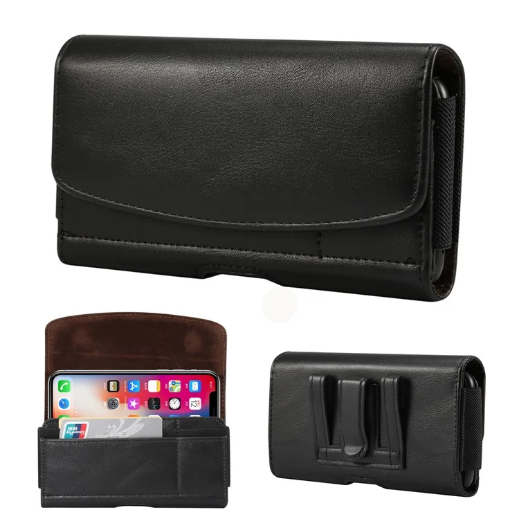 5,2 Zoll PU Leder Holster Hülle Für Sony Xperia XA2, Größe: 14,6 x 7,8 x 1,8 cm - Schwarz