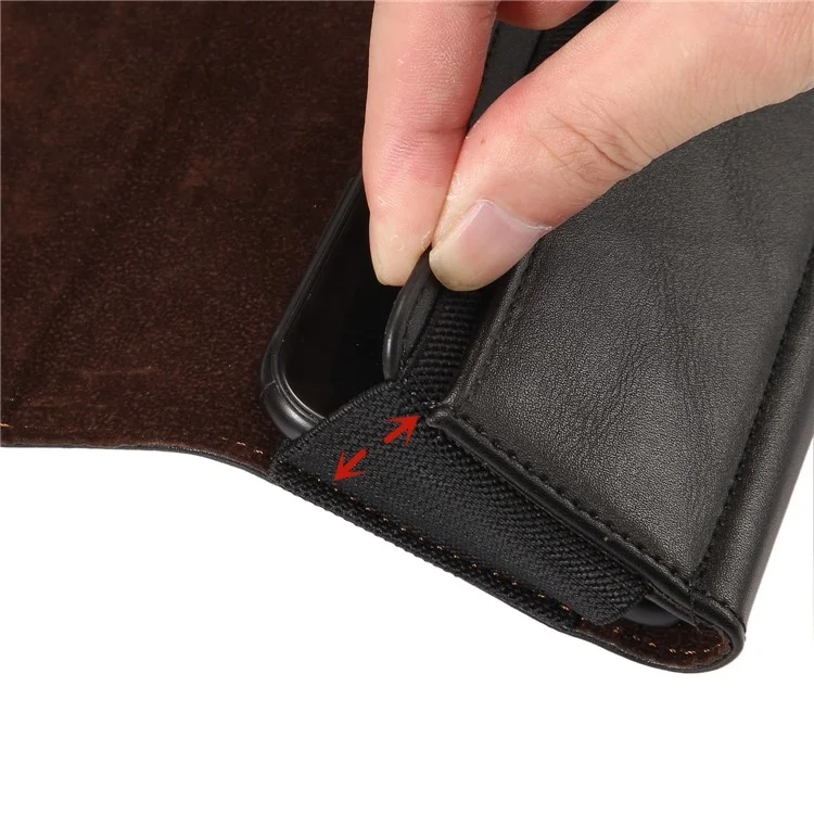 étui étui en cuir pu de 5,8 pouces pour iphone xs, taille: 15,5 x 8 x 1,8 cm - le noir