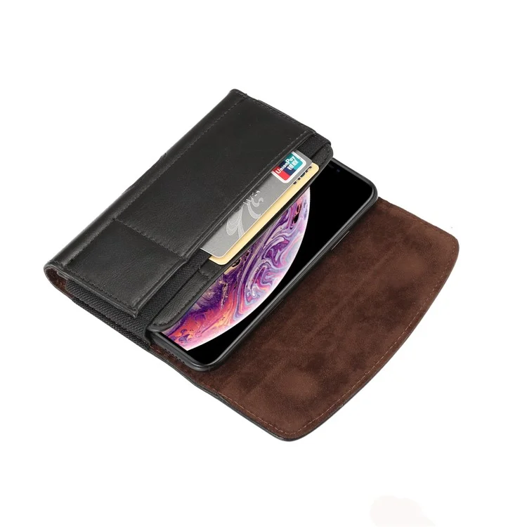 Estojo de Couro de Poliuretano Caso Clipe de Cinto de Couro Loops Suporte de Telefone Bolsa para iPhone XR 6.1 polegadas / iPhone XS Max 6.5 polegadas, Tamanho: 16 x 8,3 x 1,8 cm - Preto