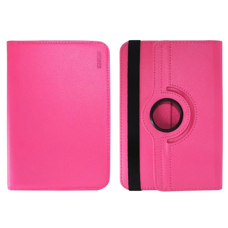 ENKAY HAT PRINCE Litchi Skin 360 Degree Rotary Leather Shell for 7 inch Tablet - Rose