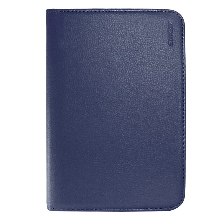 ENKAY HAT PRINCE Litchi Peau 360 Degrés Rotatif Housse en Cuir pour Tablette de 7 pouces - Bleu Foncé